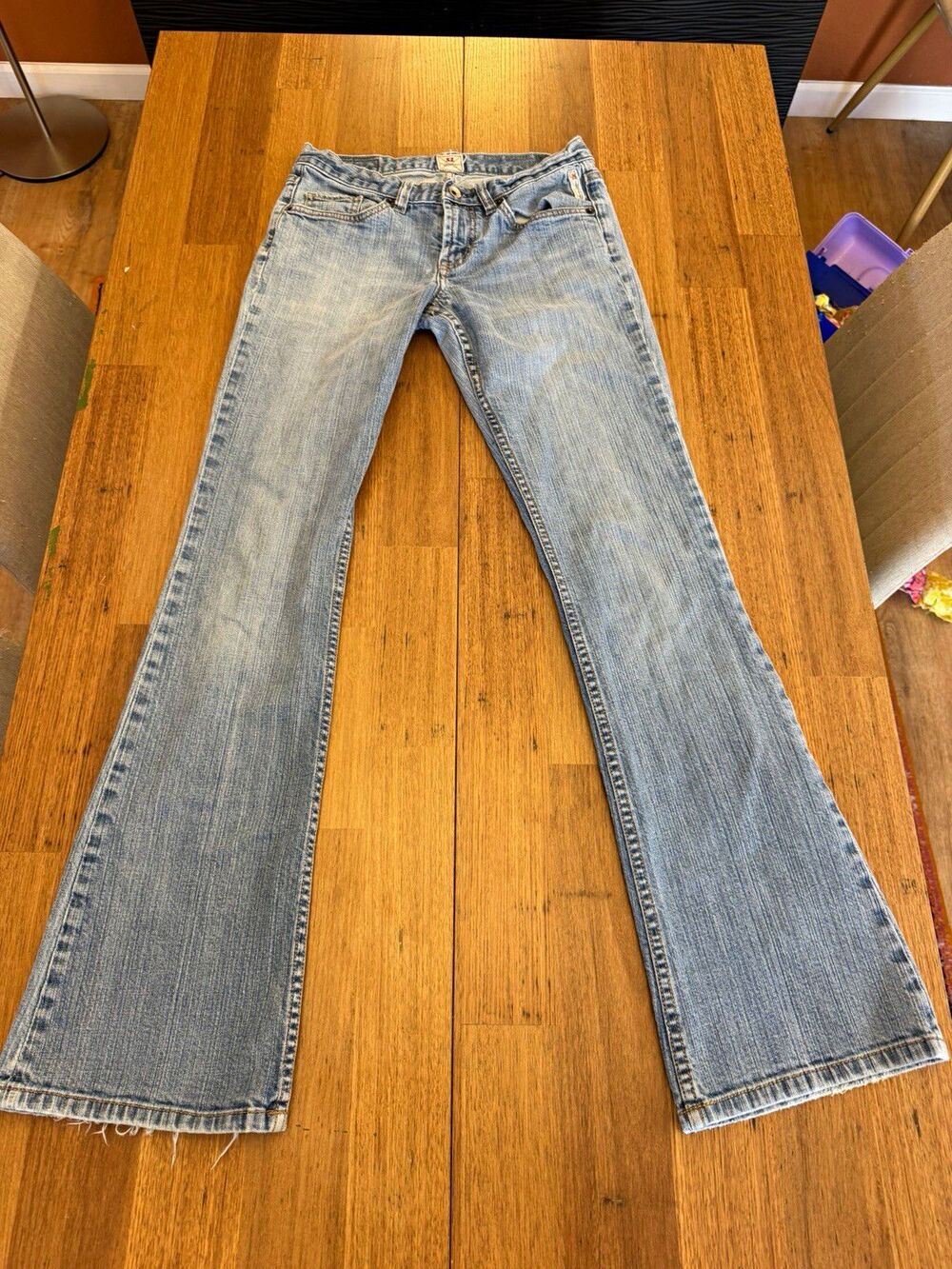 Y2K 31x32 X2 Slim Straight Fit Blue Light Wash Denim Jeans Low Rise 5-Pocket